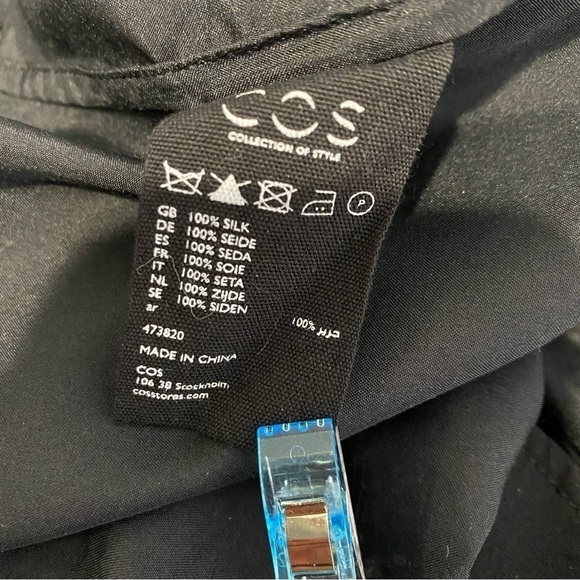 COS Black Silk Drop Waist Dress - Picture 6 of 8